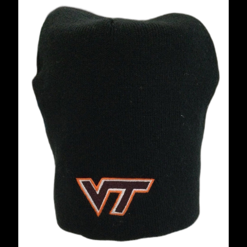 Captivating Beanie Hat Cap One Size Black Virginia Tech Hokies Embroidered